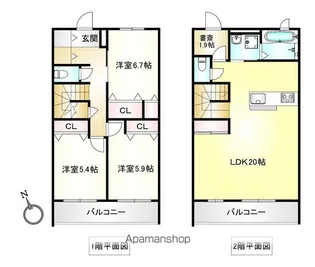 神奈川県川崎市宮前区馬絹1丁目【テラスハウス】の間取り