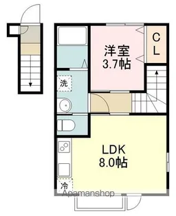 シェルテ河原町A【2階】の間取り