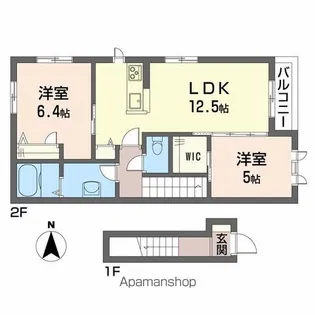 プランドール市坪【201号室】の間取り