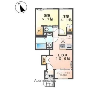 ウェルス レエルラ【1階】の間取り