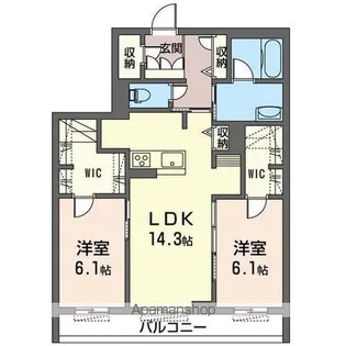 バッカスコート【302号室】の間取り