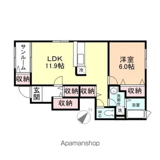 ノワ・ド・ココA【1階】の間取り
