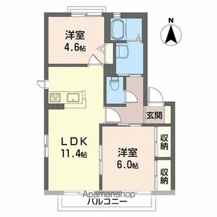シャーメゾン B棟【2階】の間取り