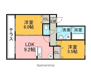 ラトンラヴール Ⅰ番館【2階】の間取り