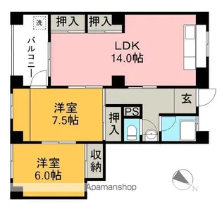 コーポ朝日Ⅷ【1階】の間取り