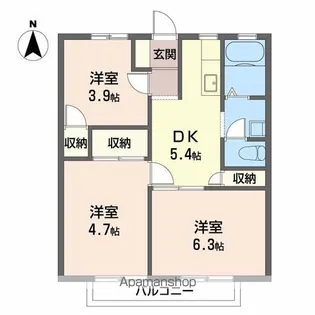 サンシティ大石B【2階】の間取り