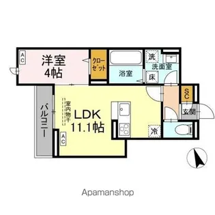 フレッチェ・ボスコVIII【1階】の間取り