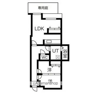 ゴールドパレス香流【1階】の間取り