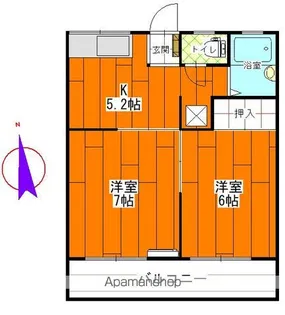 ハイツ川住【205号室】の間取り