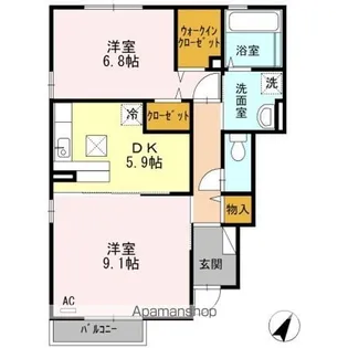 ウィット桜町【1階】の間取り