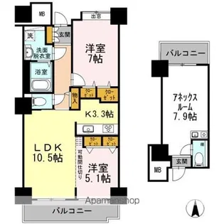 品川シーサイドビュータワー Ⅰ【23階】の間取り