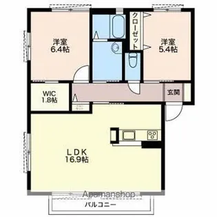 カルチェブランF【2階】の間取り