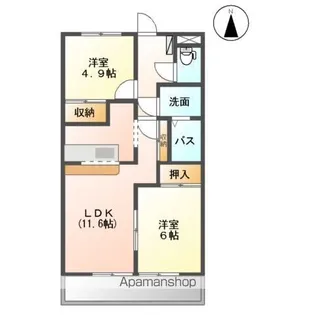 エンジェルウイング(ANGEL WING)【2階】の間取り