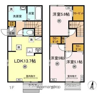 福島県福島市渡利字八幡町【テラスハウス】の間取り
