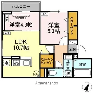 セレスティア坂下【2階】の間取り