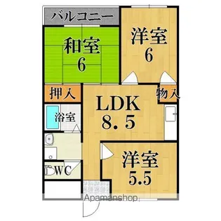サンライズ生駒【2階】の間取り