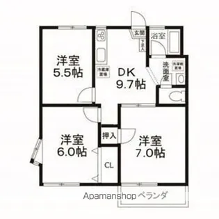 第二東習ハイツ【2階】の間取り