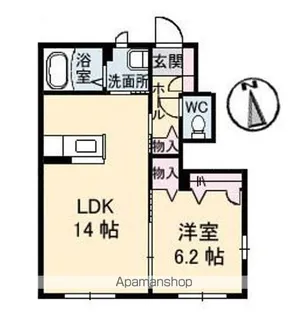花ぽーと E棟【101号室】の間取り
