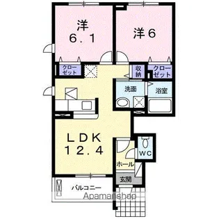 リシェコリーヌB【1階】の間取り