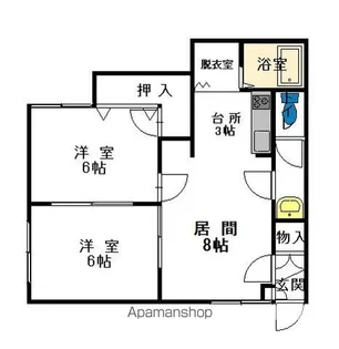 ジューヌフィーユ北門【202号室】の間取り