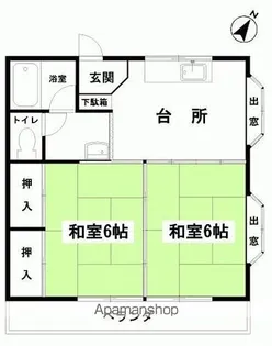 シャトリエⅠ・Ⅱ【Ⅰ-C号室】の間取り