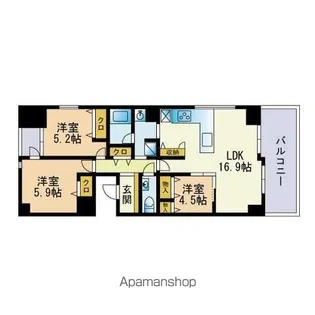高取K-FLAT【302号室】の間取り