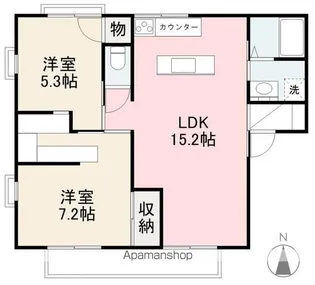 平石ハイツA・B【2階】の間取り