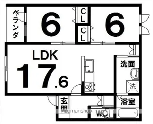 プレジール2【1-A号室】の間取り