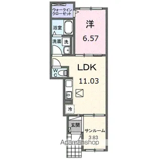 ベルヴィ 安田【1階】の間取り