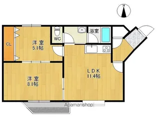 2LDKの間取り画像