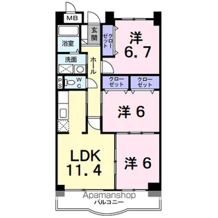 エクセレント甲府【5階】の間取り