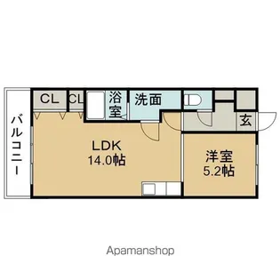 1LDKの間取り画像