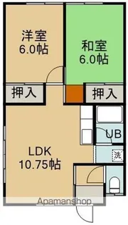 コーポ学【2F右号室】の間取り