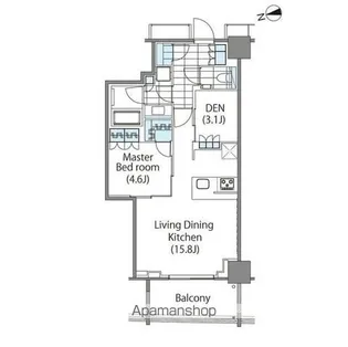 コンフォリア新宿イーストサイドタワー【16階】の間取り