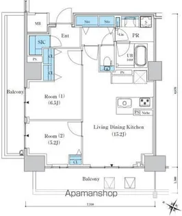 ロイヤルパークスER万代【701号室】の間取り