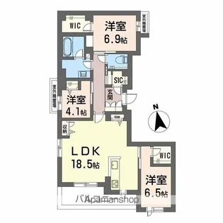 シャトル牛田旭【3階】の間取り