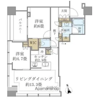 白金ザ・スカイ 西棟【11階】の間取り