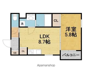 ベリッシモ蛍池【1階】の間取り