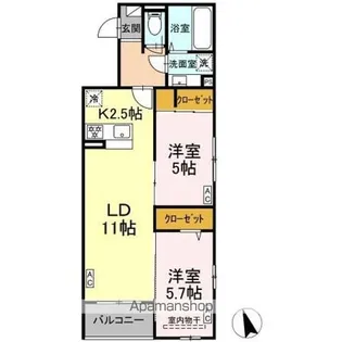 DーROOM小田原8丁目III【2階】の間取り