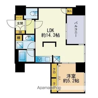 ロイヤルパークス大名【7階】の間取り