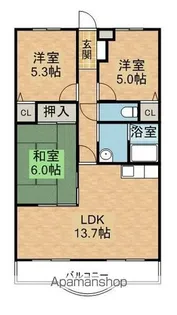 ベルメゾン網川原【1階】の間取り