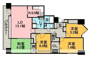 リーベスト月寒中央【8階】の間取り