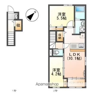 )ベルメゾン矢取【2階】の間取り
