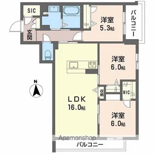 シャーメゾンバルーンフラワー【2階】の間取り