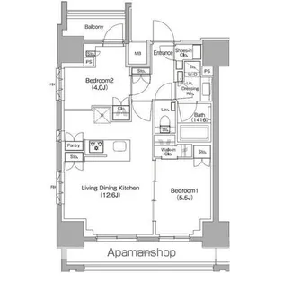 ザ・パークハビオ新御徒町【3階】の間取り