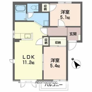 ボン・エスポアールC【202号室】の間取り