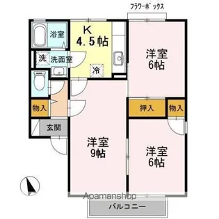 メゾンラシュレ AB【2階】の間取り