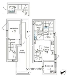 AGRATIO TERRACE 恵比寿(アグレシオ テラス 恵比【2階】の間取り