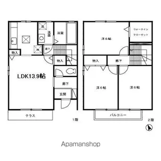キャトルスクアール本宮 B【101号室】の間取り