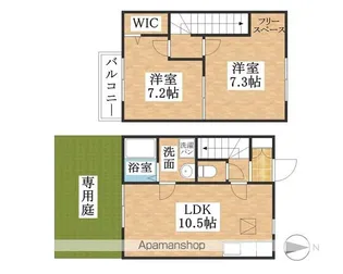 愛知県北名古屋市宇福寺天神【テラスハウス】の間取り